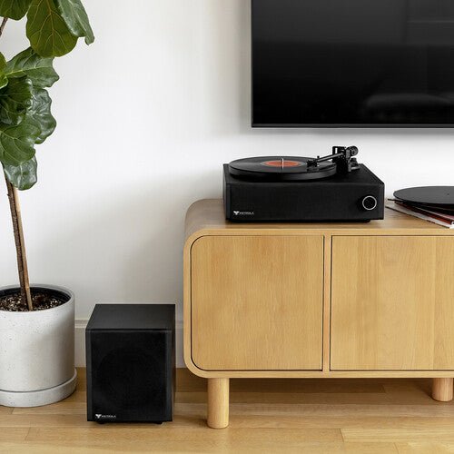 Victrola - Premiere V1 Bluetooth Wireless Record Player Music System Belt Drive with Wireless Subwoofer - Gimme Radio
